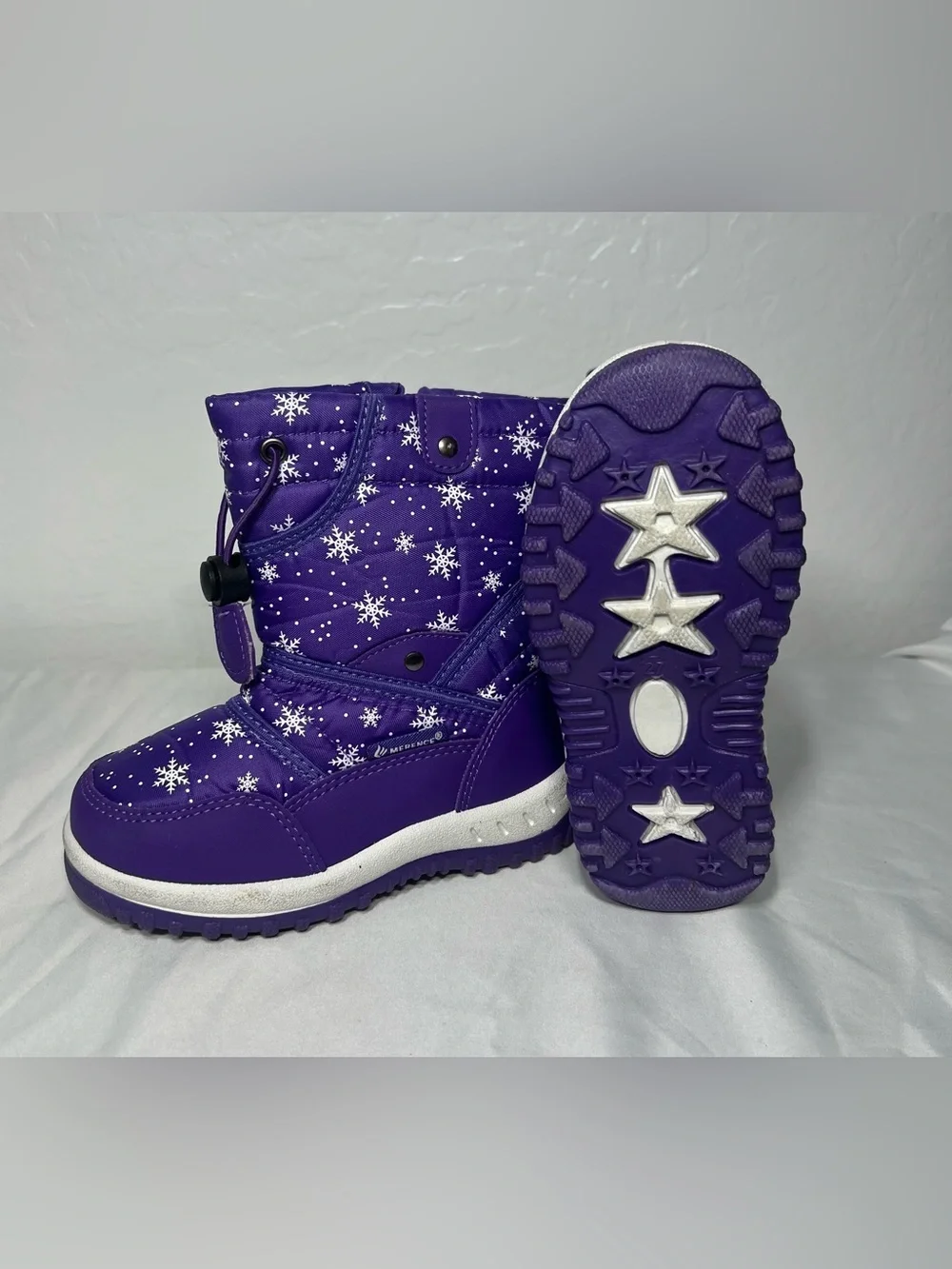 Kids Purple Snowflake Boots Insulated Waterproof Style Zip Up Toddler Size 27